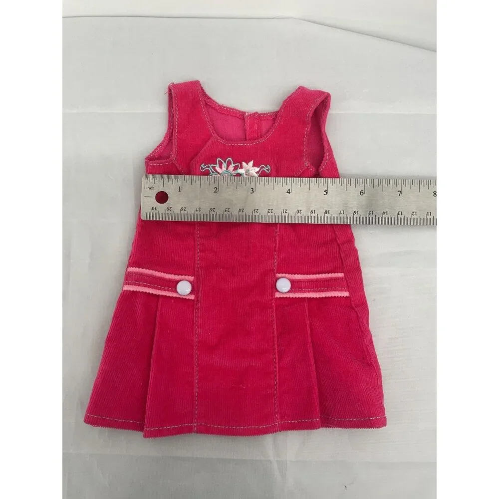 Pink Corduroy Doll Dress With Floral Embroidery & Button Accents By Battat
